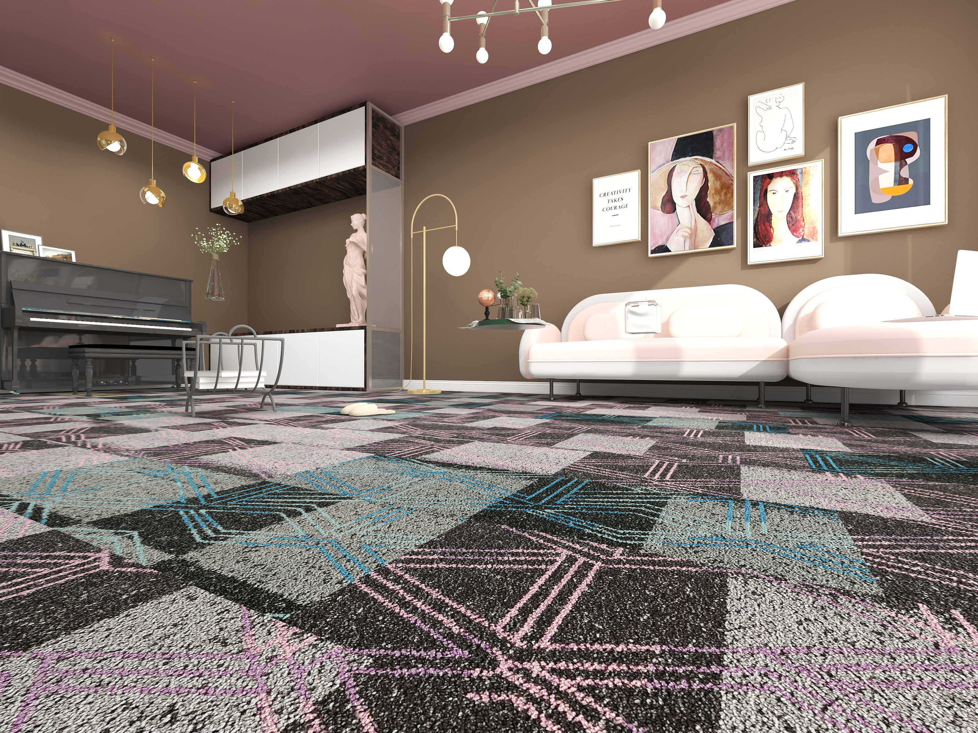 Burgunie Rubik modular carpet tile series