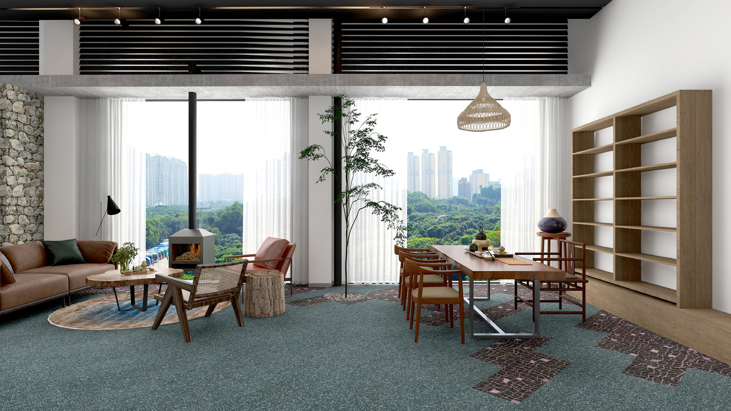 Burgunie Net modular carpet tile series