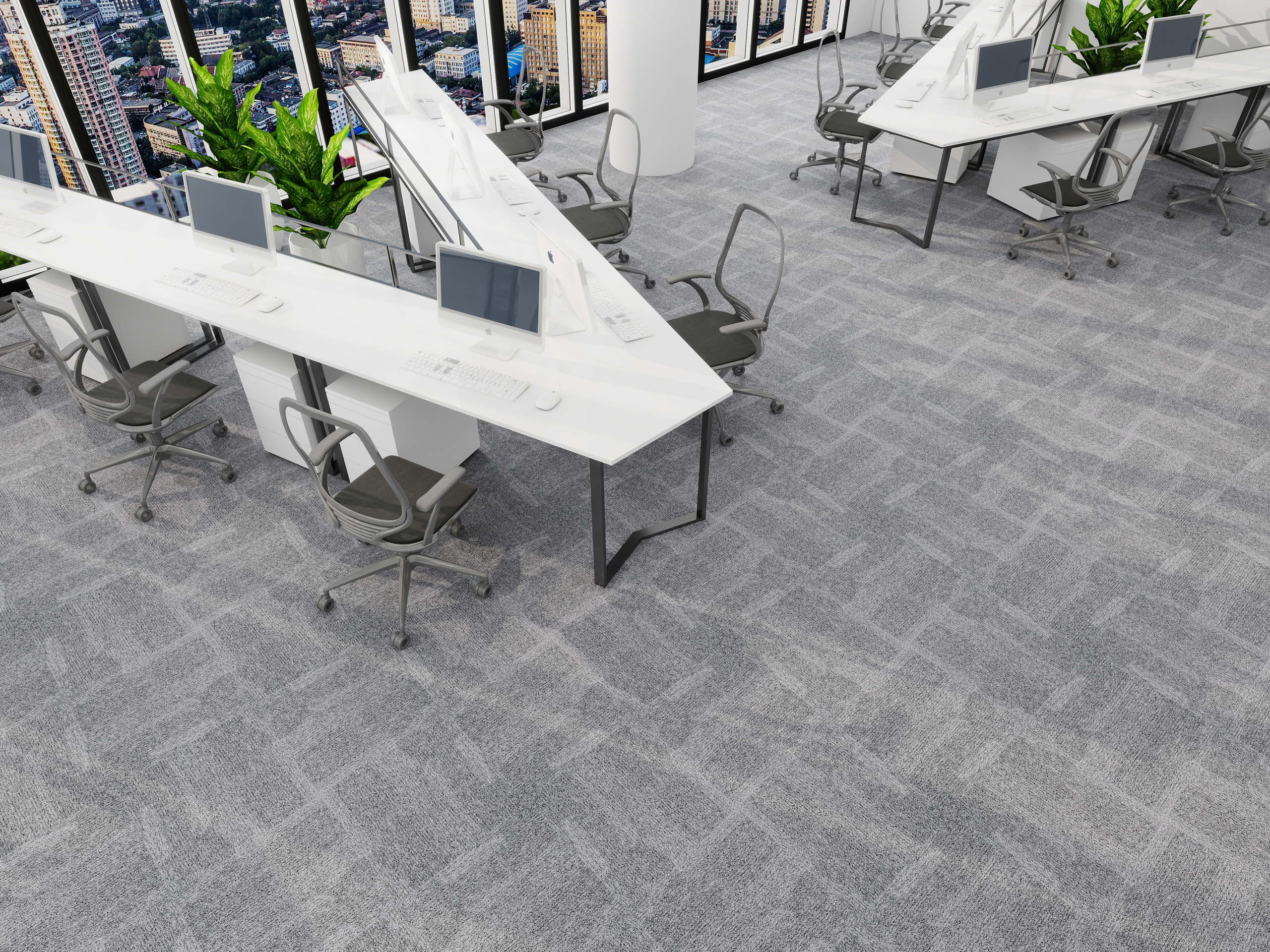 Burgunie Hive modular carpet tile series